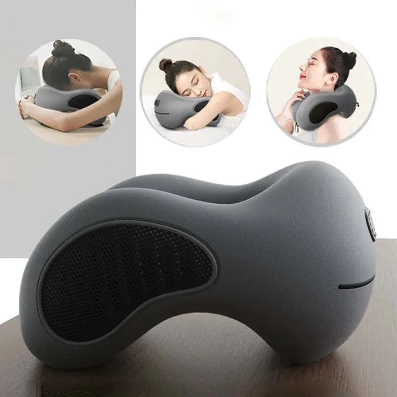 U-Shaped Memory Foam Neck Pillow Travel Support Dark Gray