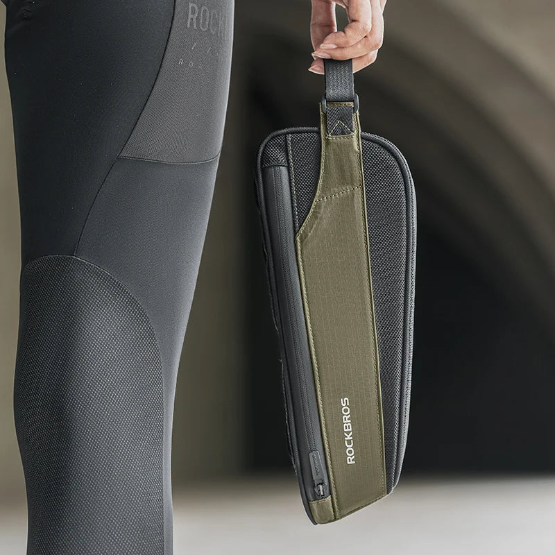 0.65L Ultralight Nylon Bike Top Tube Frame Bag Rainproof Green