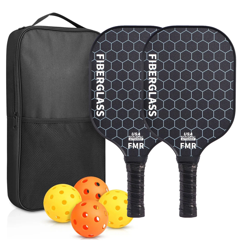 USAPA Approved Fiberglass Pickleball Paddle Set with 4 Balls