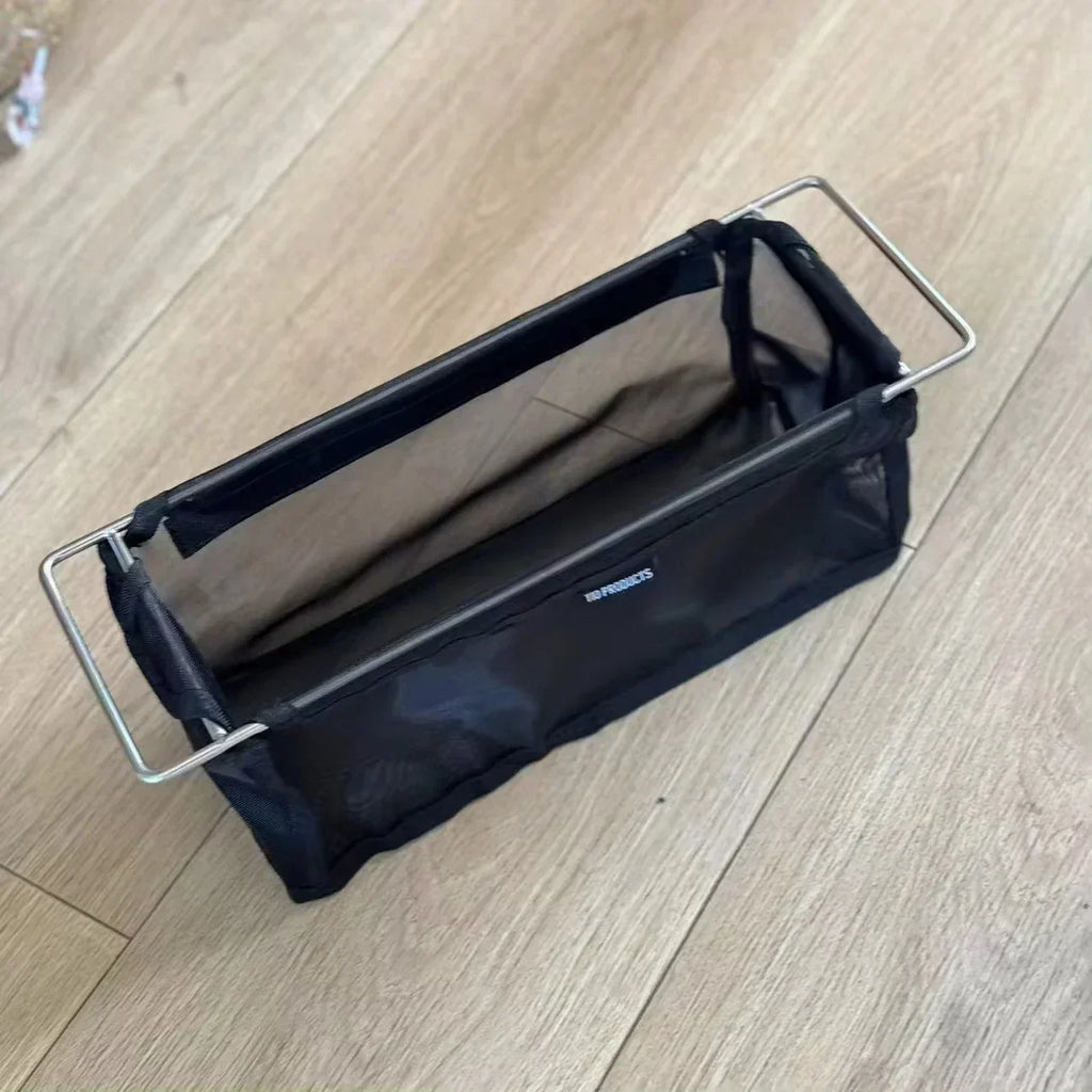 Folding Camping Mesh Basket Drainable Storage Bag Black