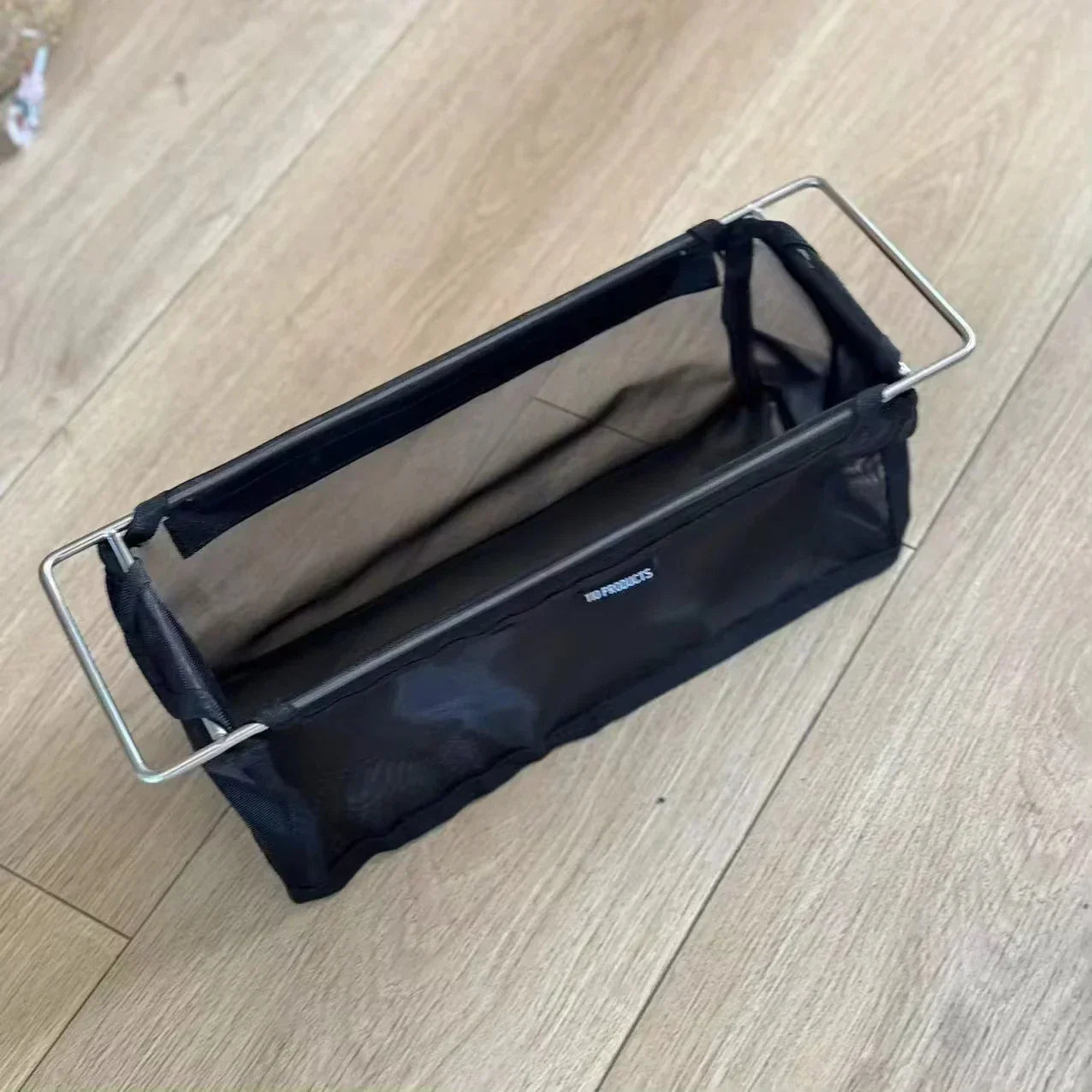 Folding Camping Mesh Basket Drainable Storage Bag Black