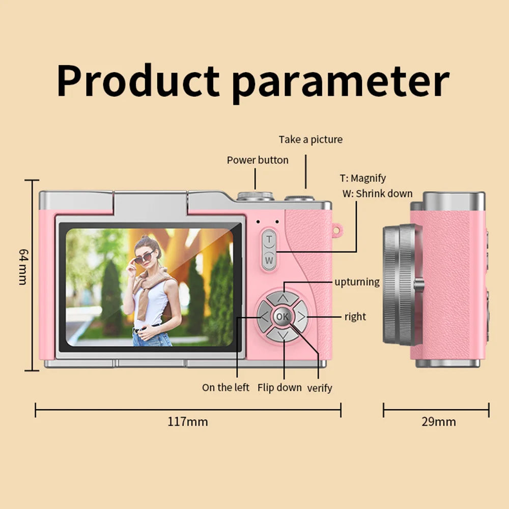 Digital Camera with Flip Screen Pink