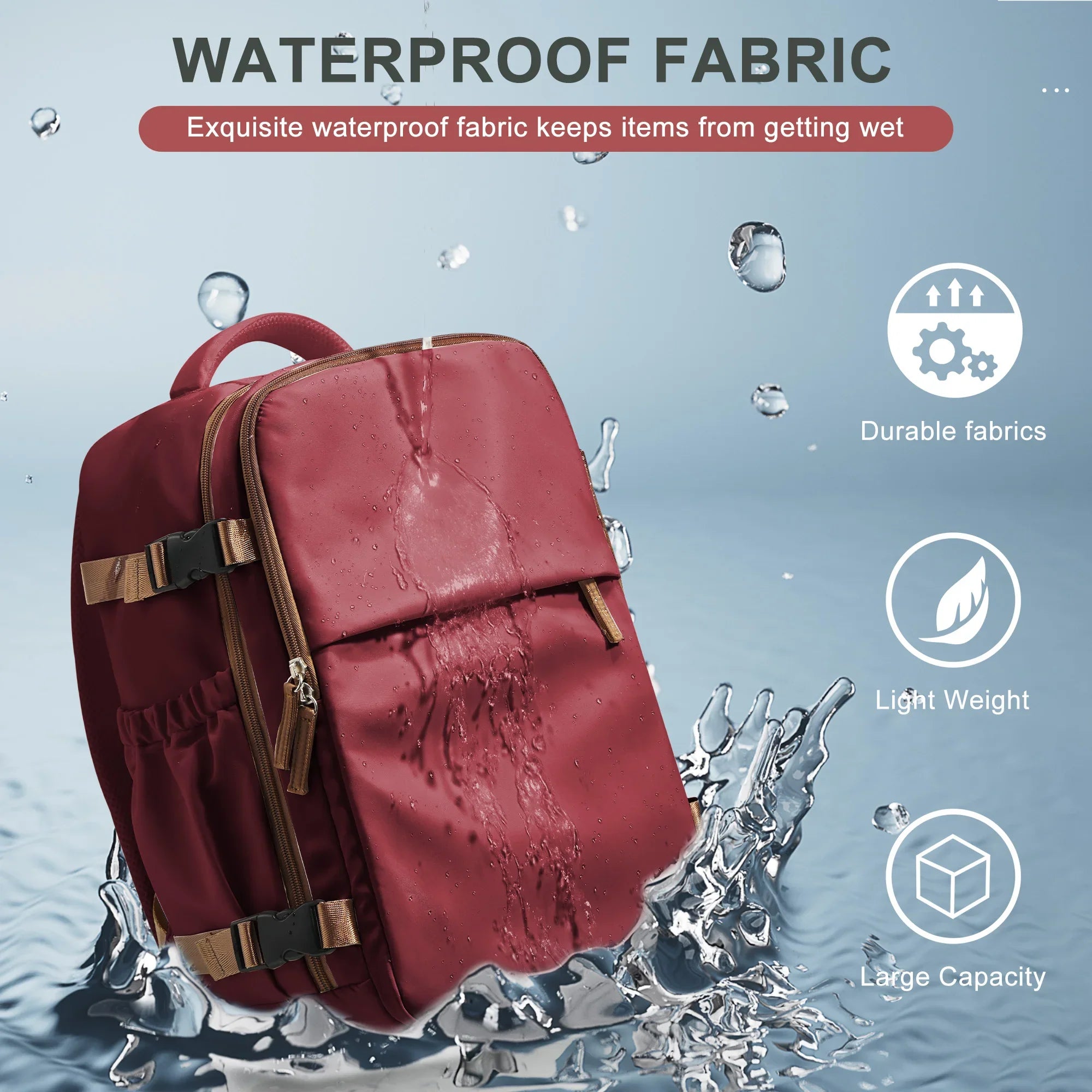 Waterproof Travel Laptop Backpack Red