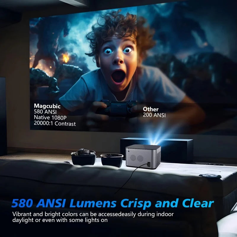 4K Android 11 Smart Projector 1080P LED WiFi6 Black