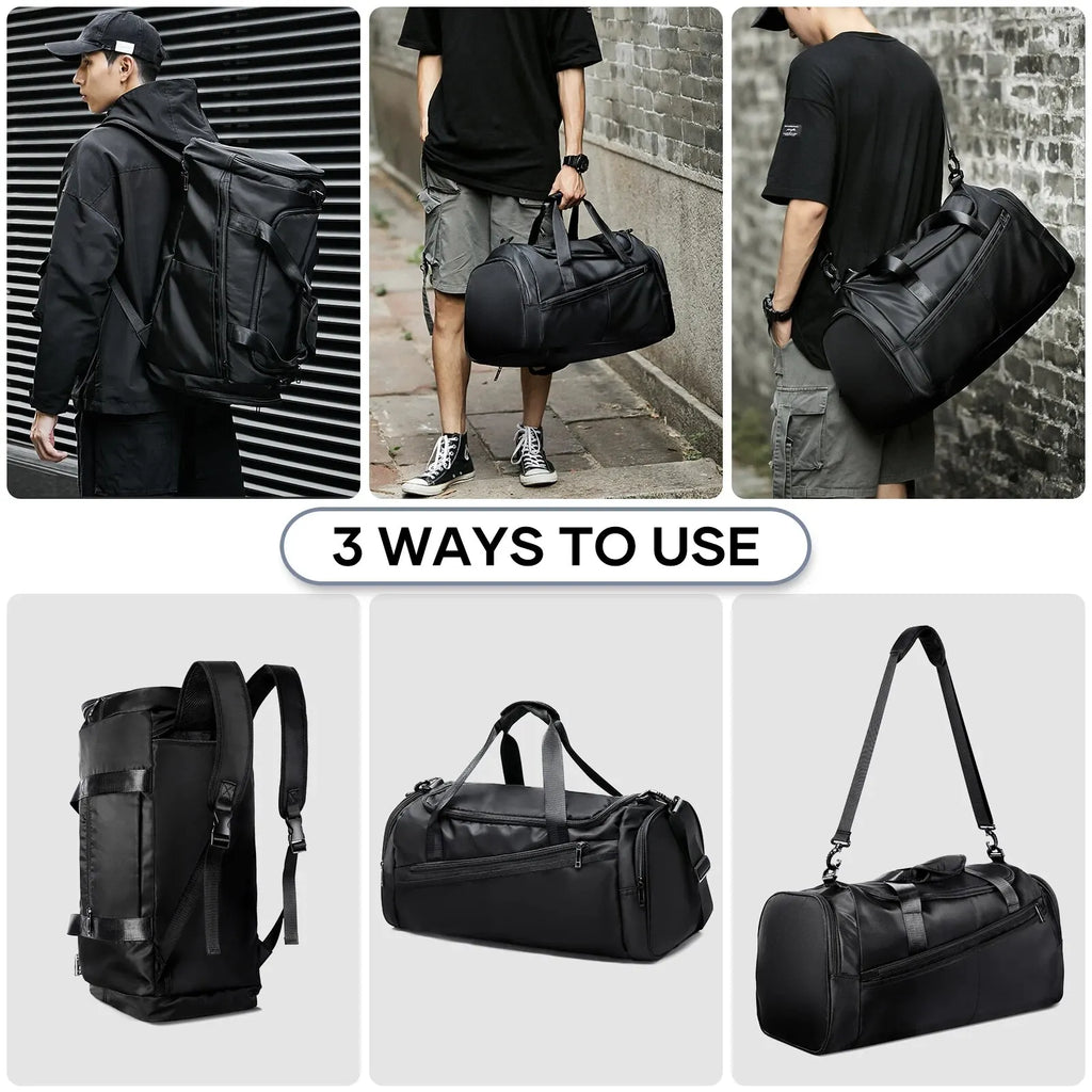 40L Foldable Sports Gym Travel Duffel Bag Black