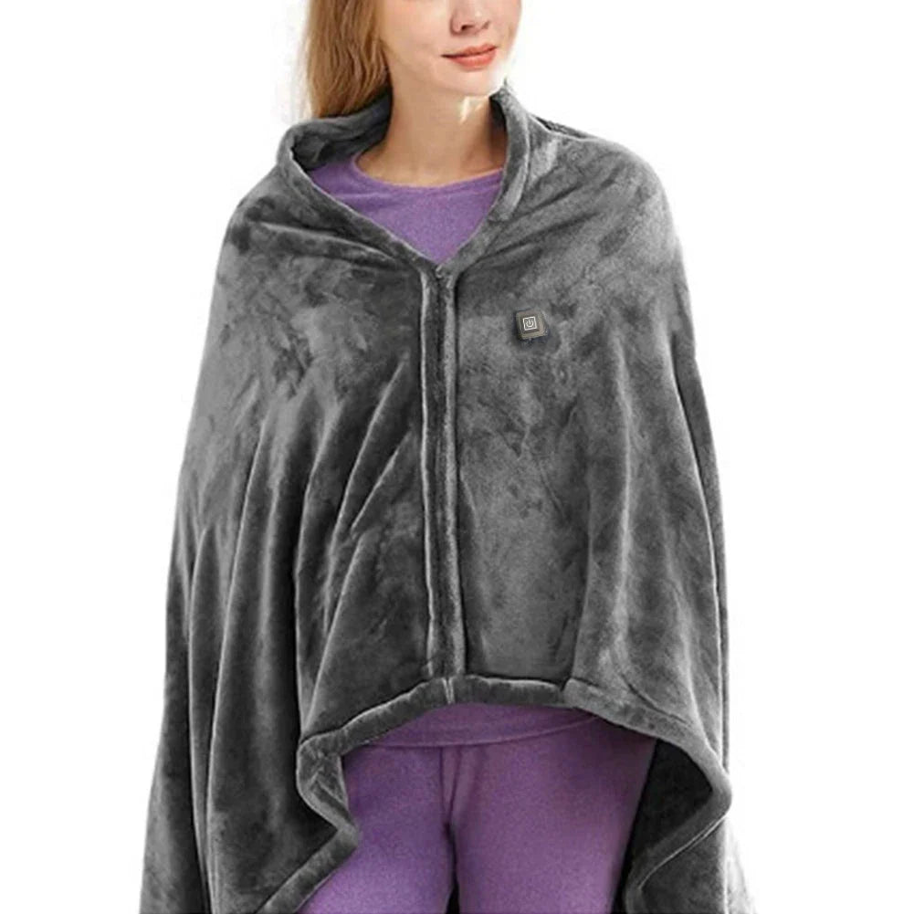 USB Heated Shawl Blanket – Electric Wearable Warming Blanket for Camping & Home