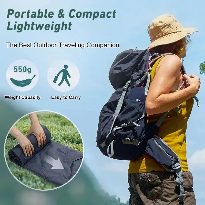Ultralight Inflatable Camping Sleeping Pad Portable Air Mattress Navy Blue