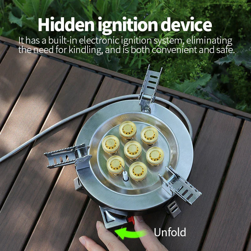 7-Core Camping Gas Stove Multi-Fuel Burner Black