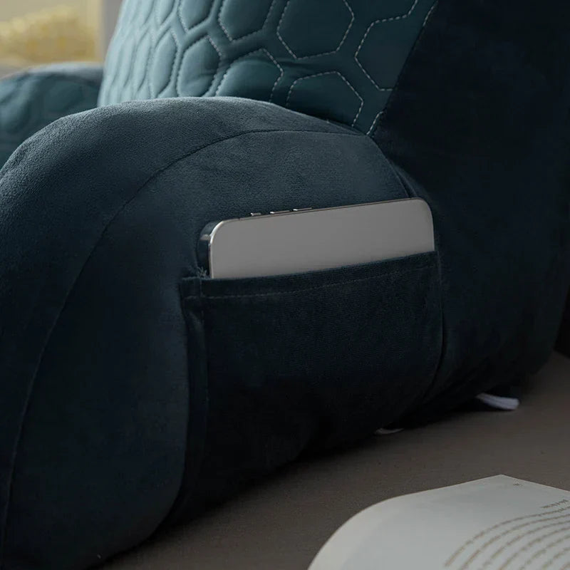 Bed Reading Pillow with Arms Backrest Cushion with Neck Support Blue