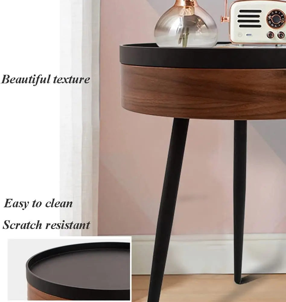 Modern Barrel-Style Bedside Table & Coffee Table with Ample Storage Space