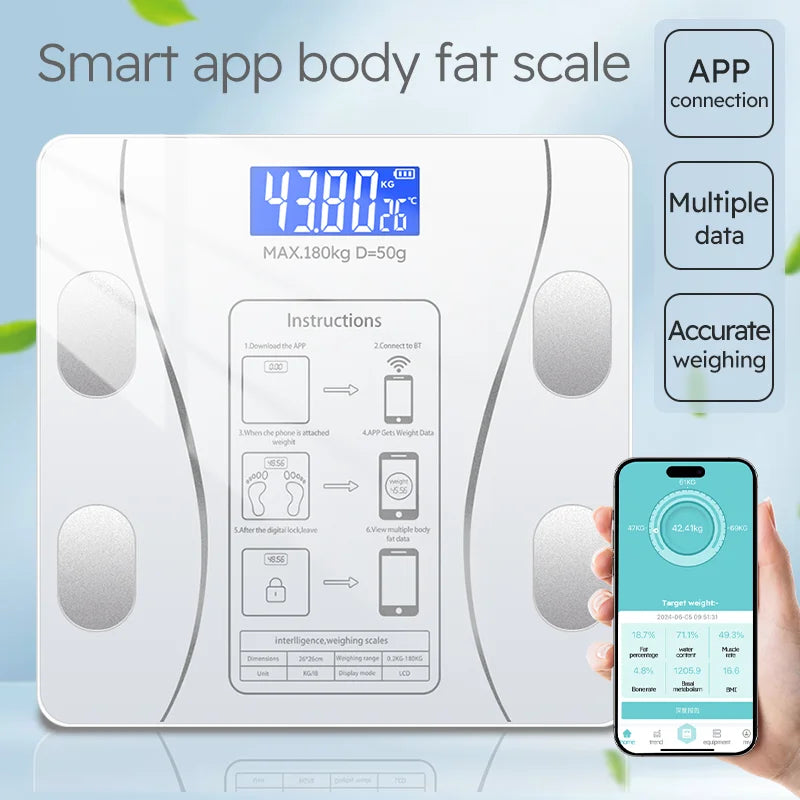 Smart Bluetooth Body Fat Scale White
