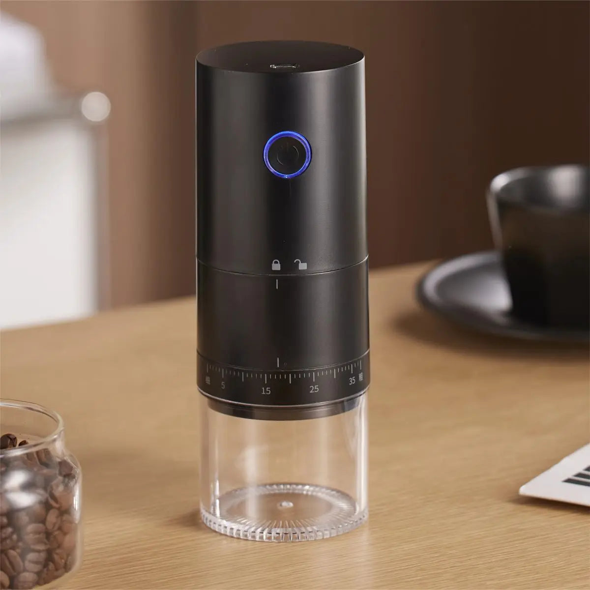 Portable USB C Rechargeable Coffee Grinder 38 Level Ceramic Black