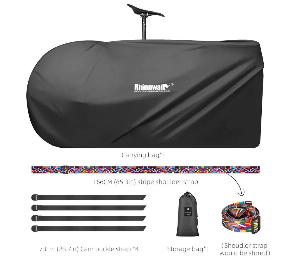 Portable Bike Storage Travel Bag–Water-Resistant Polyester Case Black