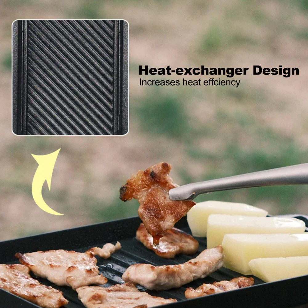 Mini Grill Plate Set – Non-Stick Aluminum Alloy Griddle with Tong Black