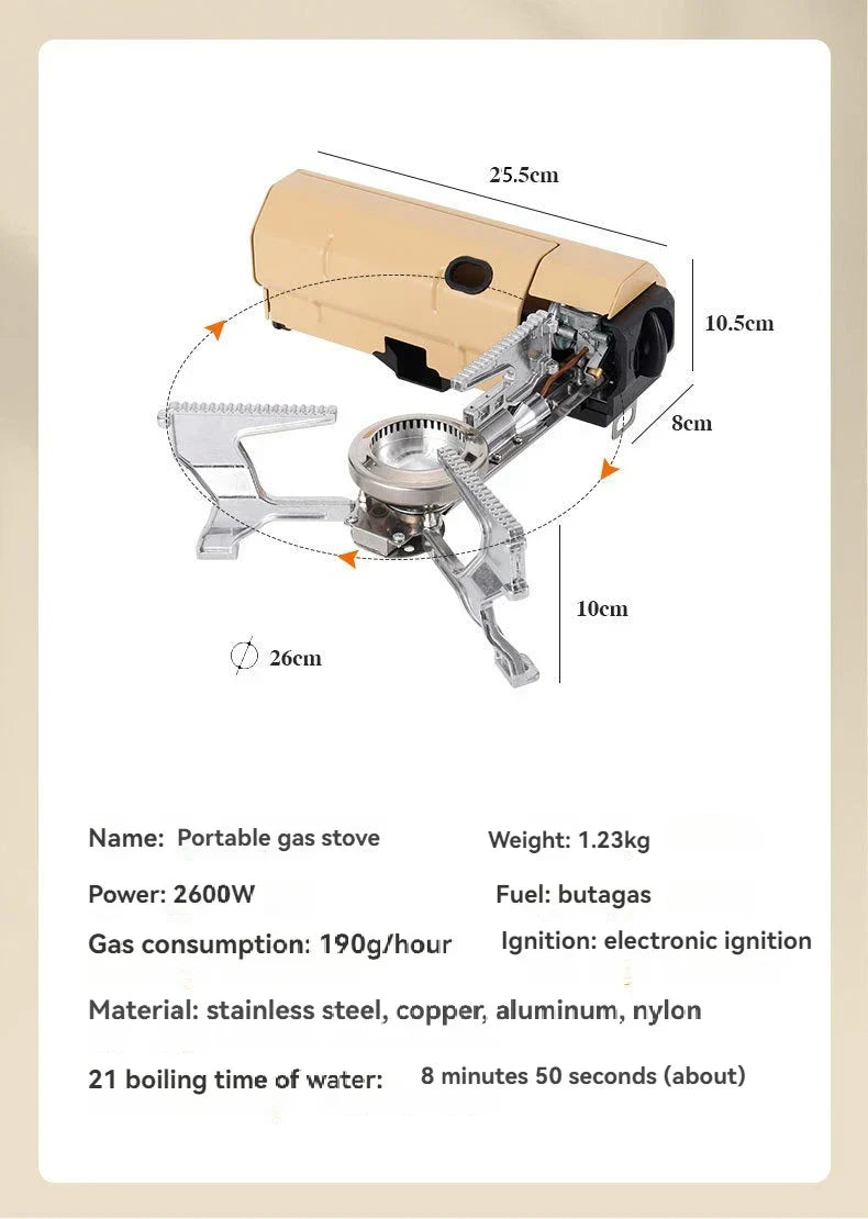 2670W Folding Camping Gas Stove Khaki