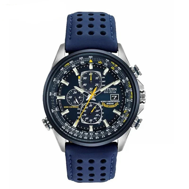 Men's Quartz Watch Waterproof Stainless Steel (Blue Rubber belt)