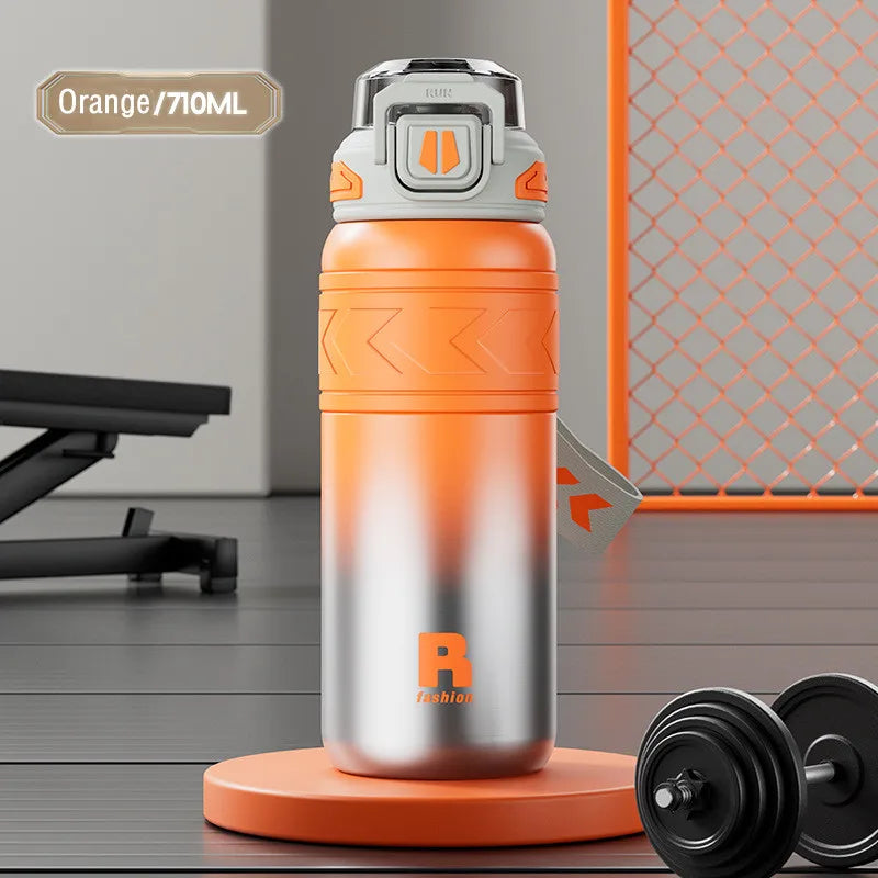 710ML Vacuum Flask with Straw Orange