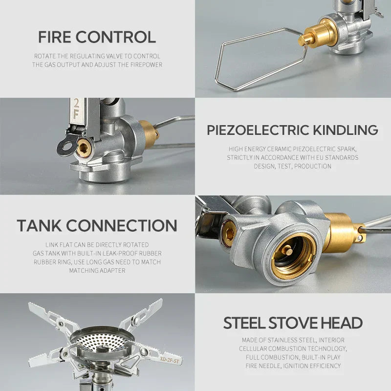 Adjustable Mini Camping Gas Stove Silver