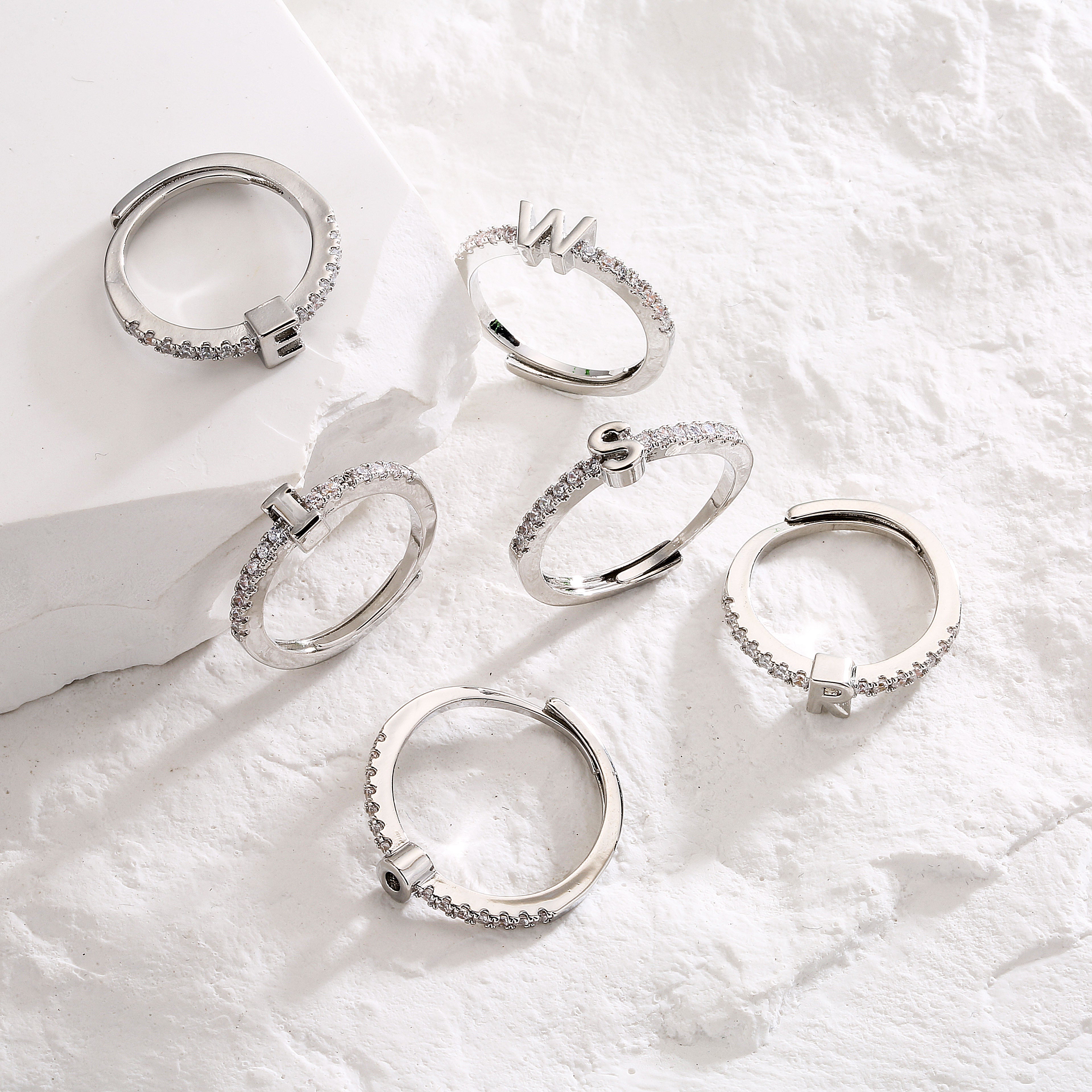 Fashion Initials Letter Ring Women Classic Simple Opening Finger Ring For Women Party Jewelry Gift