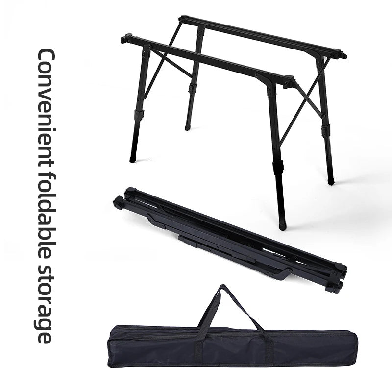 Multifunctional IGT Camping Table Adjustable Aluminum Alloy Black