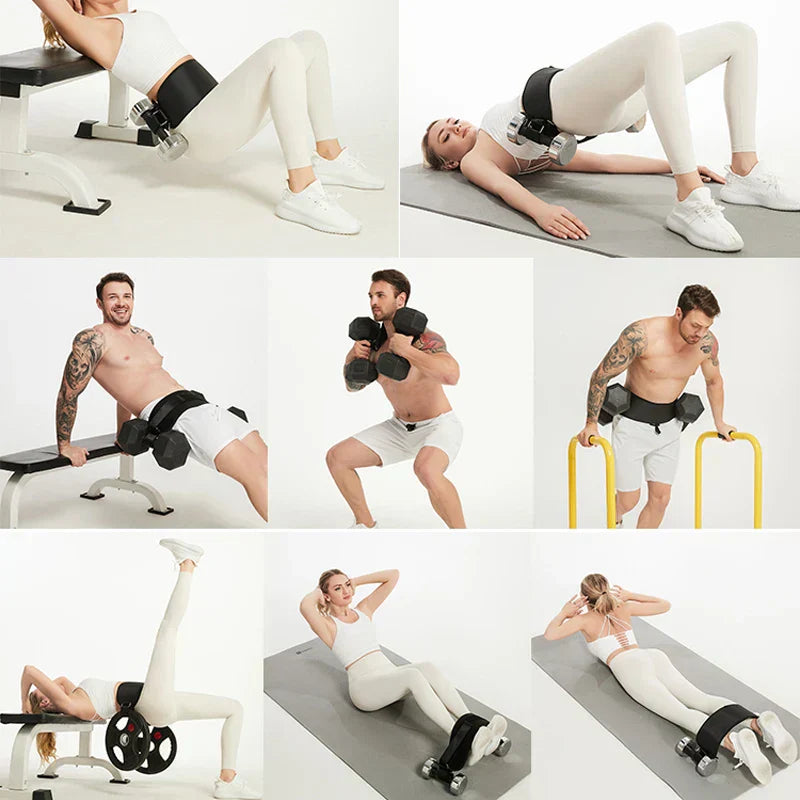 Hip Thrust Belt Glute Bridge Pad Workout with Dumbbells Kettlebells for Squats Lunges Bridges Dips Training Home Gym Equipment
