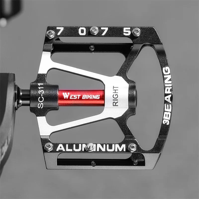 3-Bearing CNC Aluminum Bike Pedals Anti-Slip Black