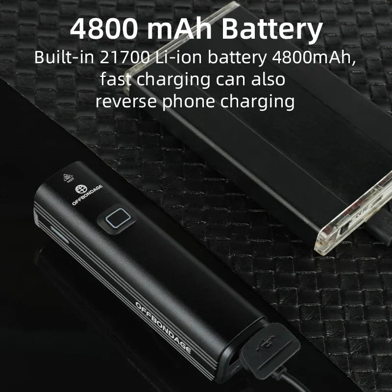 1000 Lumen USB Rechargeable Bike Front Light 4800mAh Black