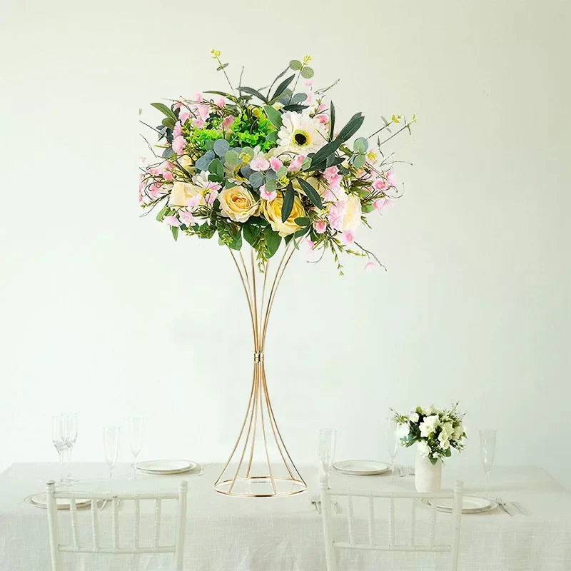 2-Pack Iron Flower Stand Vases Wedding Centerpiece Stands Gold