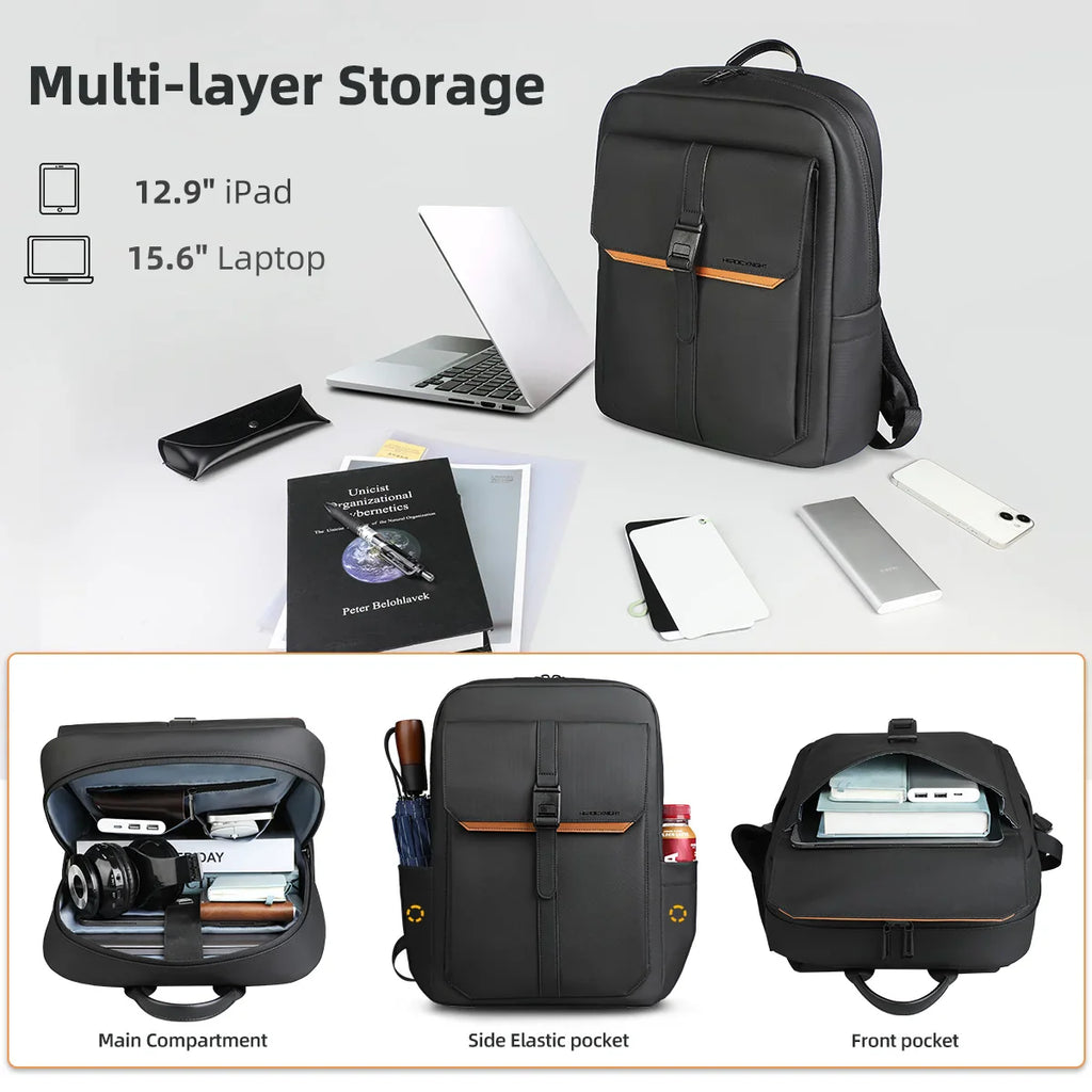 Waterproof 15.6 Flap Laptop Backpack Black