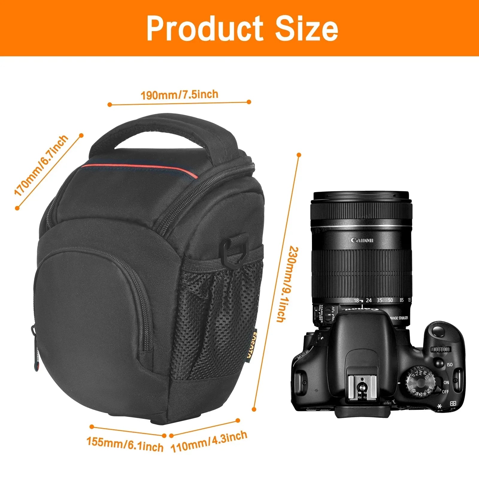 DSLR Camera Shoulder Bag Crossbody Black