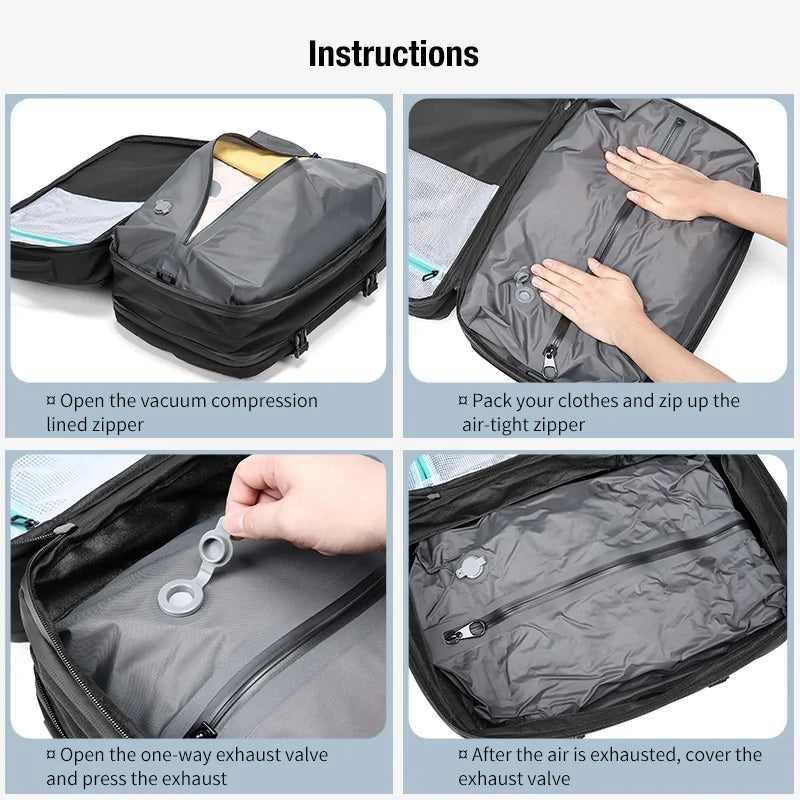 Expandable Laptop Backpack 40L Grey
