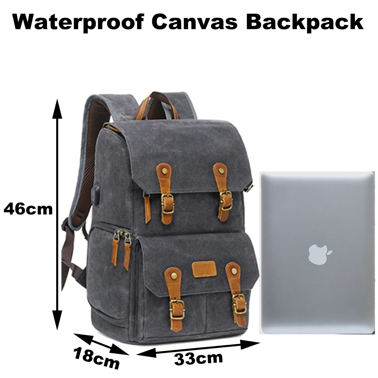 Photography Canvas Camera Backpack Gray