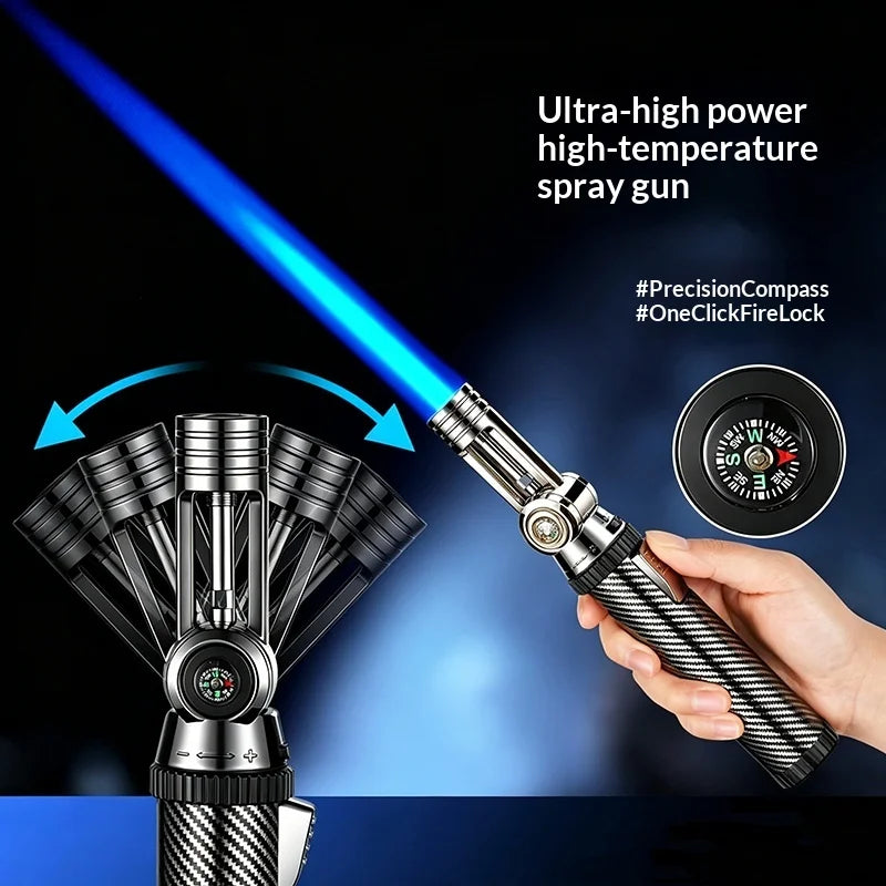 Adjustable 5-Angle Butane Torch Lighter with Compass
