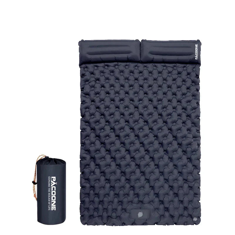 Extra-Wide Double Inflatable Camping Mattress Folding Pad Blue