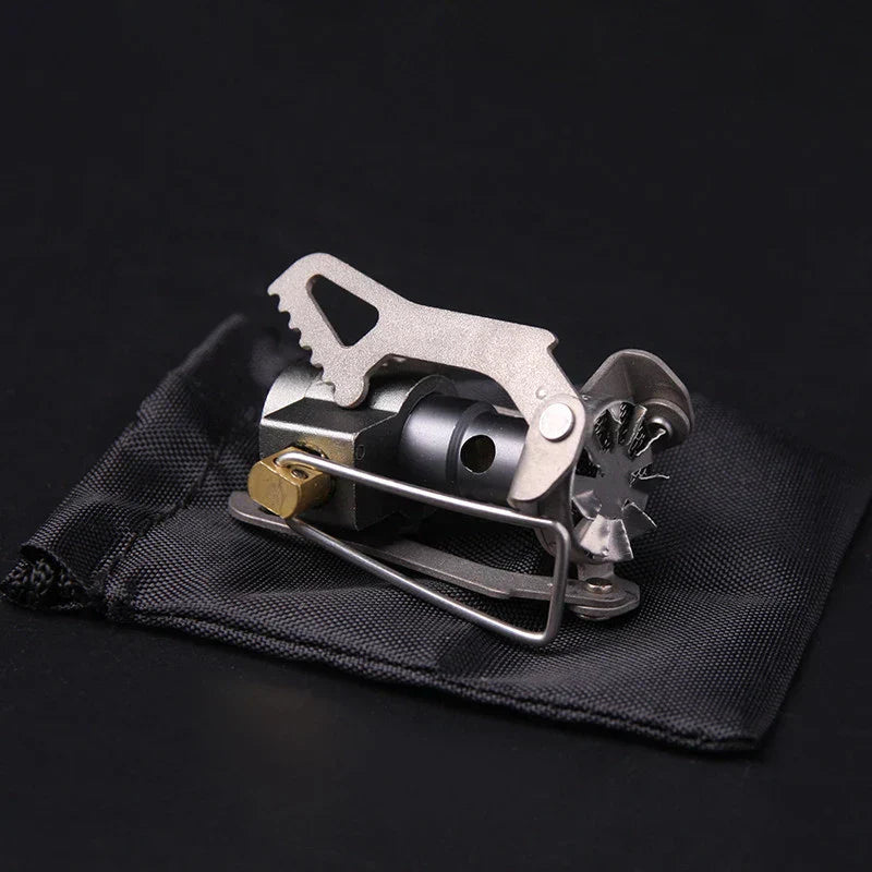 Mini Camping Stove with Adapter Grey