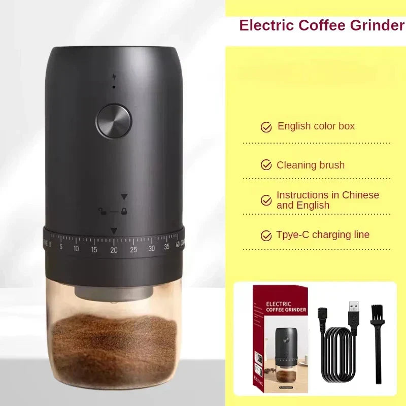 1800mAh Electric Coffee Grinder 40 Level Adjustable Burr Grinder Black