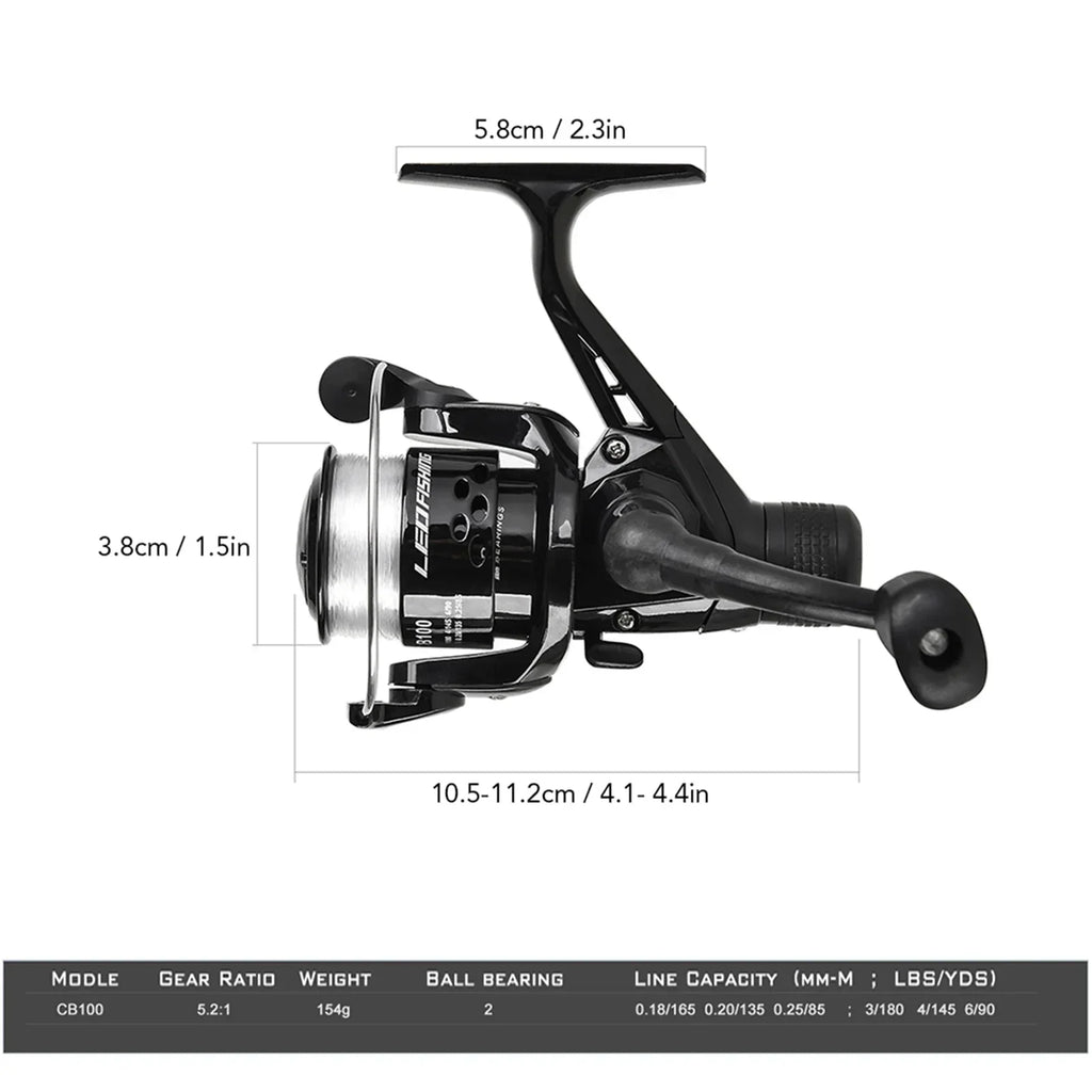 2.1m / 2.3m Telescopic Fishing Rod & Reel Combo Full Kit Black
