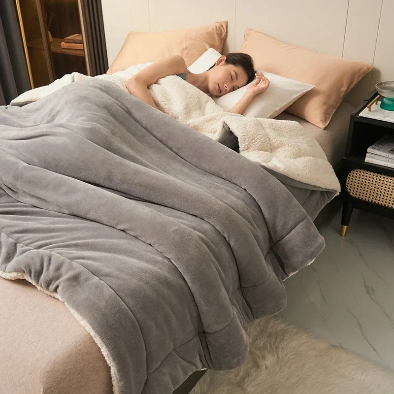 Plush Thick Double-Layer Milk Fleece Flannel Blanket