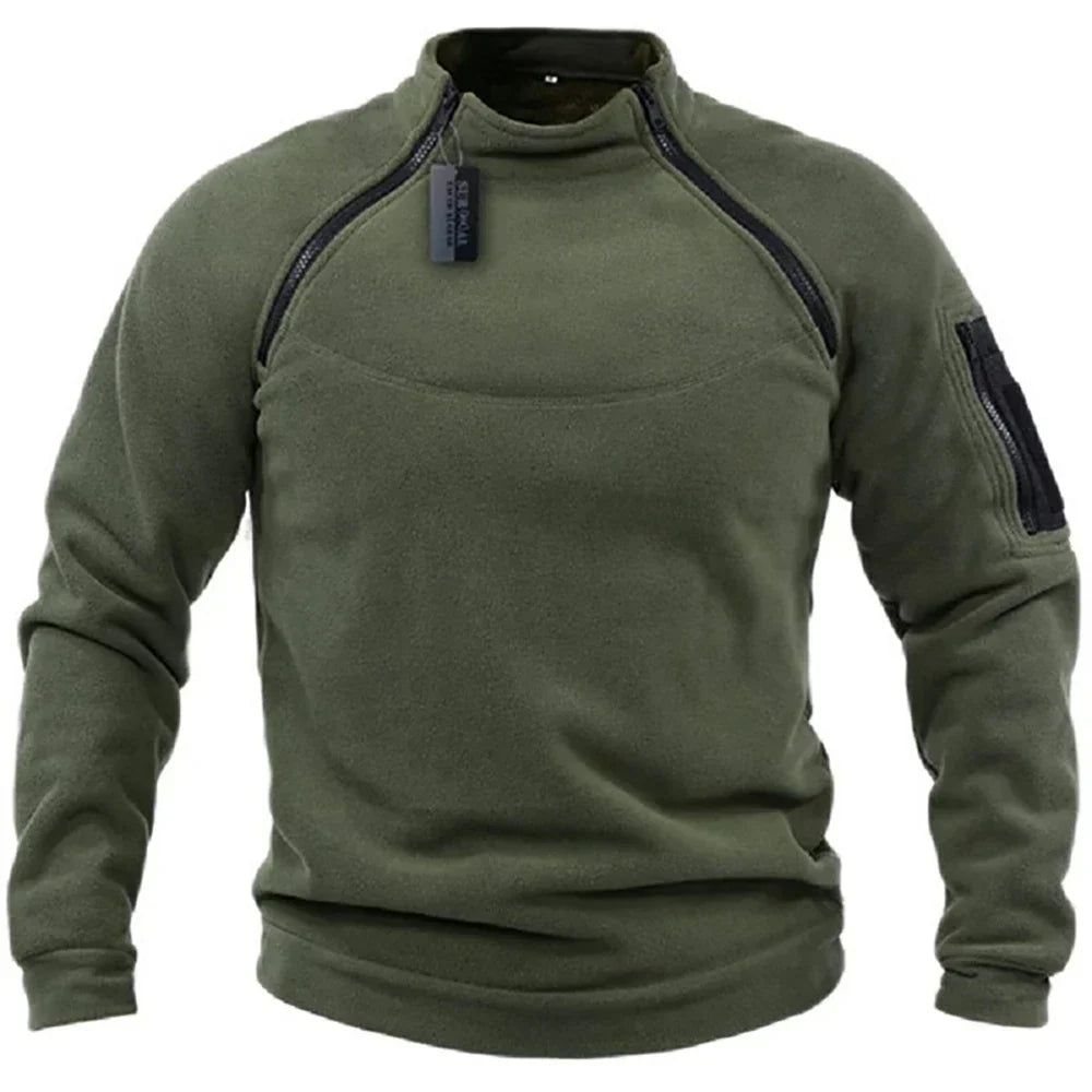 Men's Tactical Fleece Pullover Jacket Outdoor Hiking (Green)