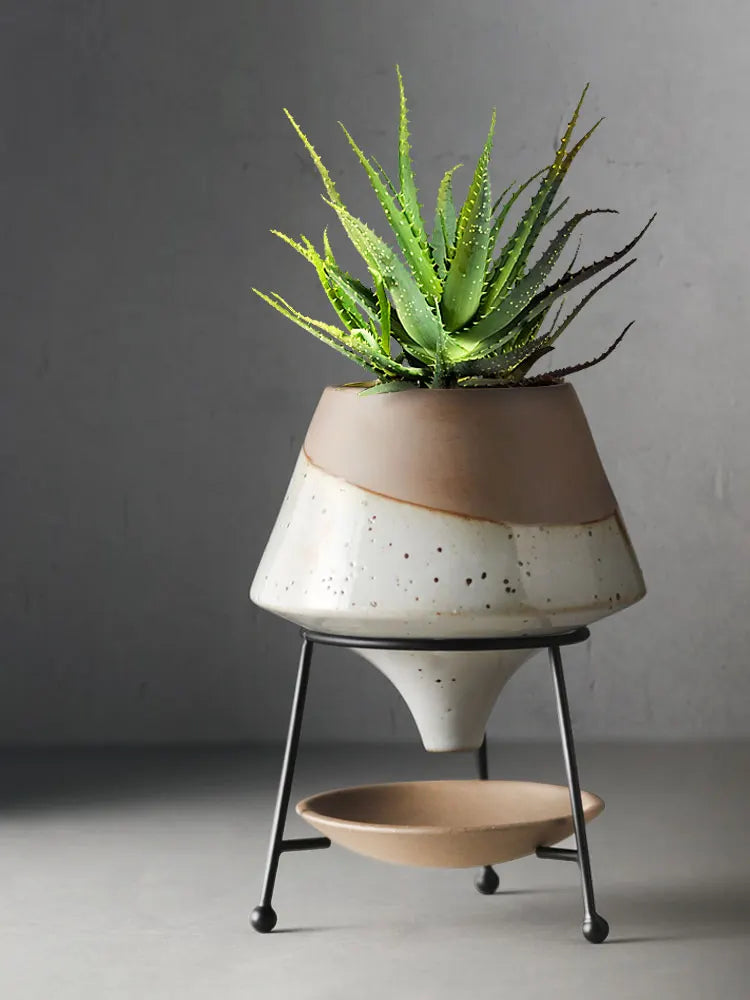 Ceramic Elegance: Two-Tone Flower Pots