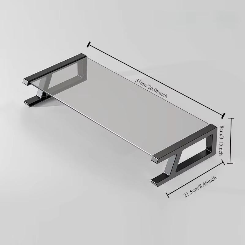 Desktop Screen Monitor Tempered Glass Bracket Black Rack