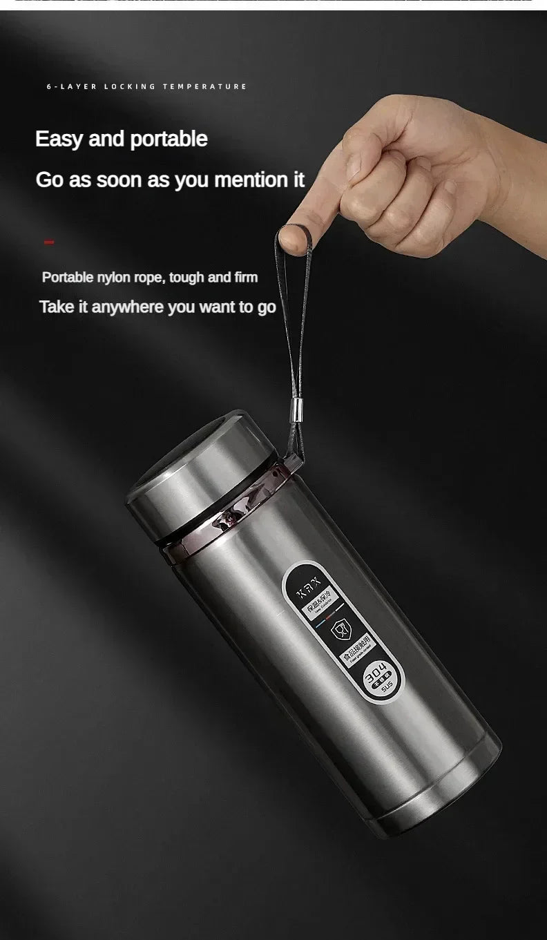 Thermos Bottle with LED Temperature Display Silver