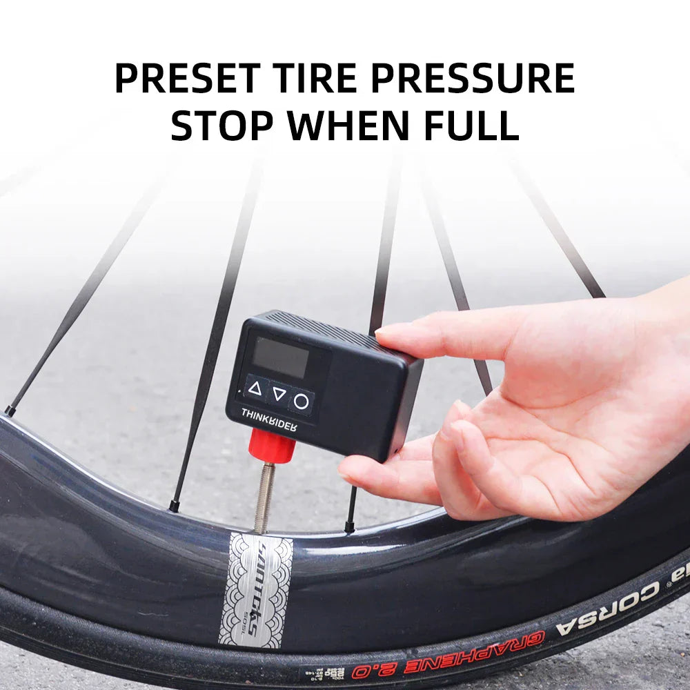 Mini Electric Bike Pump 120 PSI Pocket-Sized Tire Inflator Black