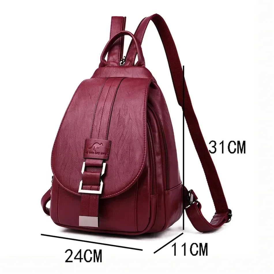 Vintage Leather-Style Travel Backpack