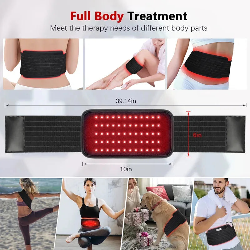 Portable Red & Infrared Therapy Belt with Heat & Massage