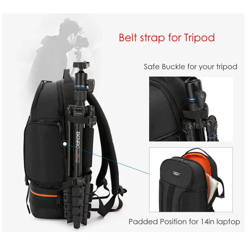Waterproof Laptop Camera Backpack Orange