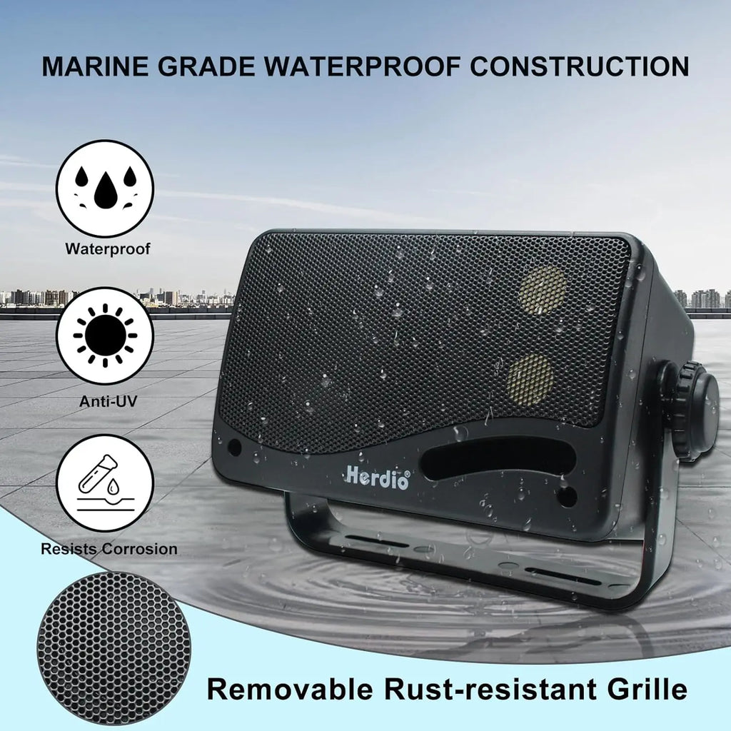 3-Way Waterproof Wall Mount Speakers Black