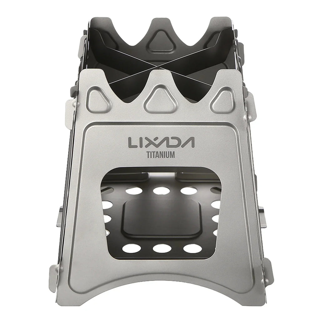 Compact Folding Titanium Wood Stove Silver