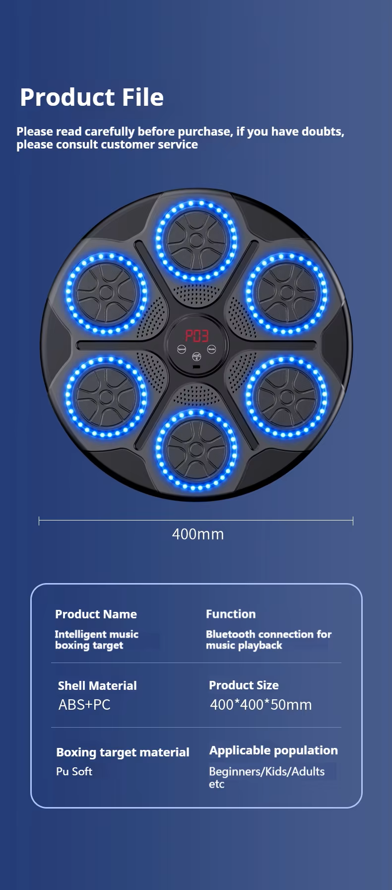 Smart Music Boxing Machine - W/ Bluetooth Connectivity And Gloves