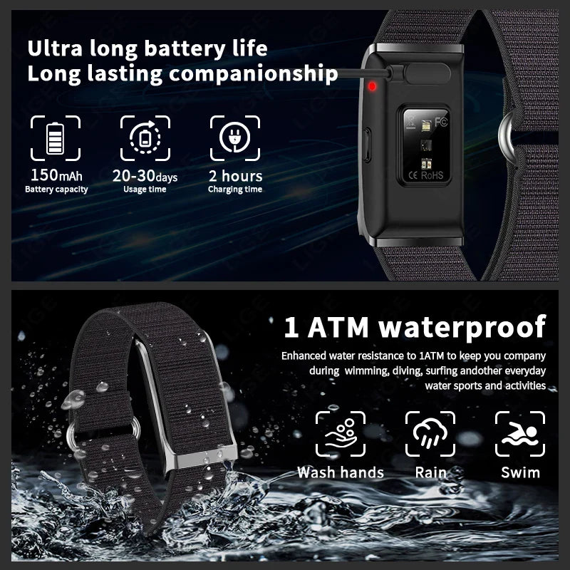 No-Screen Smart Fitness Band Black